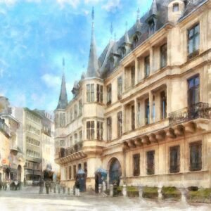 building, palace, travel, luxembourg, photo painting